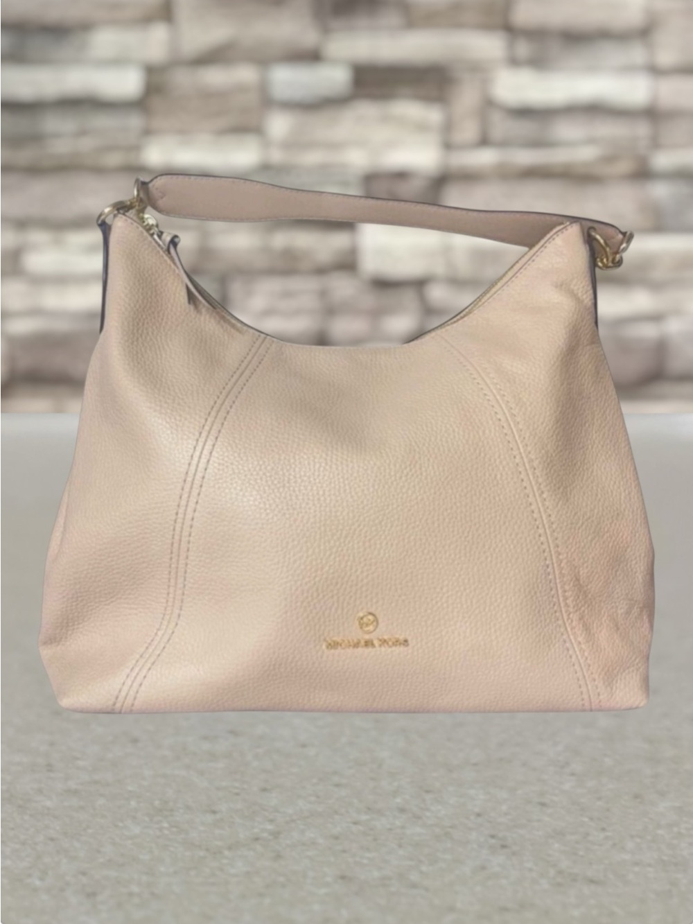 Michael Kors Sienna Large Pebble Leather Hobo Shoulder Bag Soft Pink